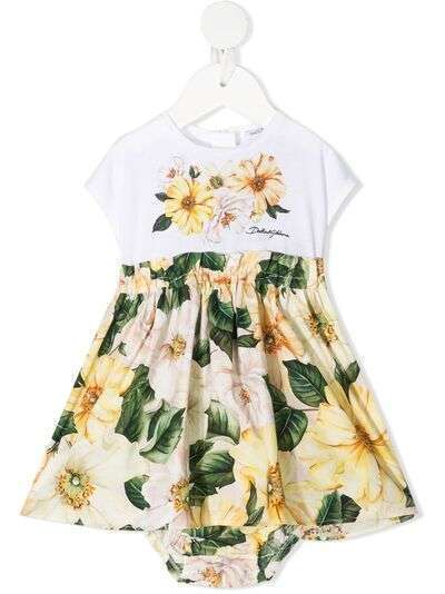 Dolce & Gabbana Kids платье с оборками и цветочным принтом