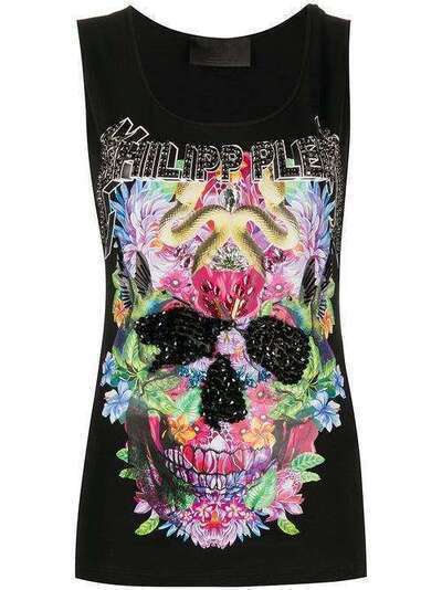 Philipp Plein топ с цветочной отделкой P20CWTK2039PTE003N