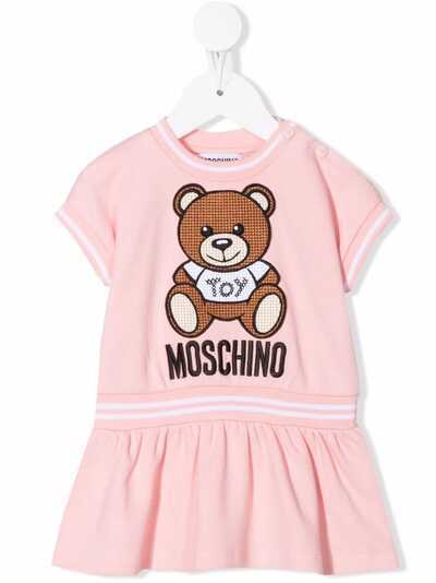 Moschino Kids платье-толстовка с вышивкой Teddy Bear