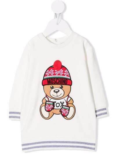 Moschino Kids платье-свитер с принтом Teddy Bear