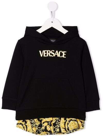 Versace Kids платье с капюшоном и вышитым логотипом
