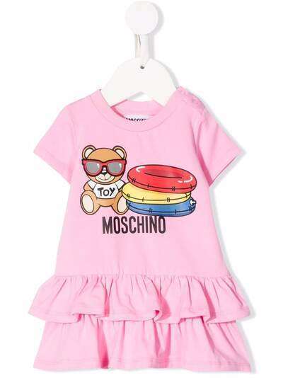Moschino Kids платье с оборками и логотипом