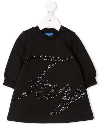 Fay Kids платье-свитер с пайетками и логотипом