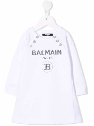 Balmain Kids платье с длинными рукавами и логотипом