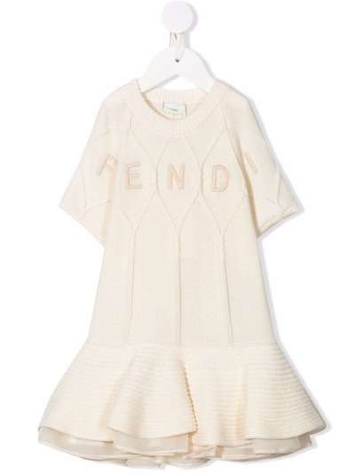Fendi Kids трикотажное платье с вышитым логотипом