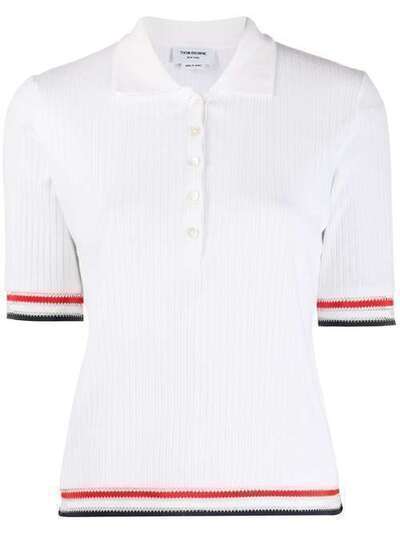 Thom Browne рубашка-поло в рубчик с контрастными полосками FJP033A06313