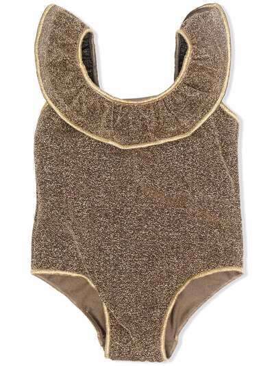 Oseree Kids metallic-effect ruched swimsuit