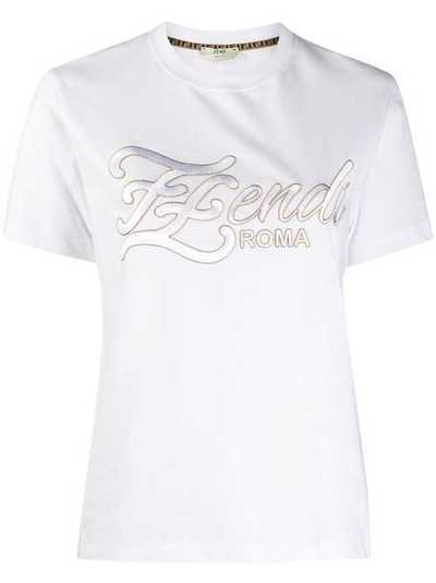 Fendi футболка с вышивкой FF Karligraphy FS7254A5Y0