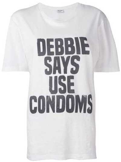 Saint Laurent футболка Debbie Says Use Condoms 582211YBKJ2