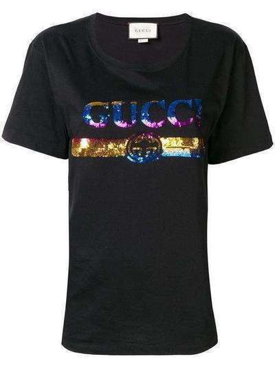 Gucci футболка с логотипом и пайетками 492347XJARK