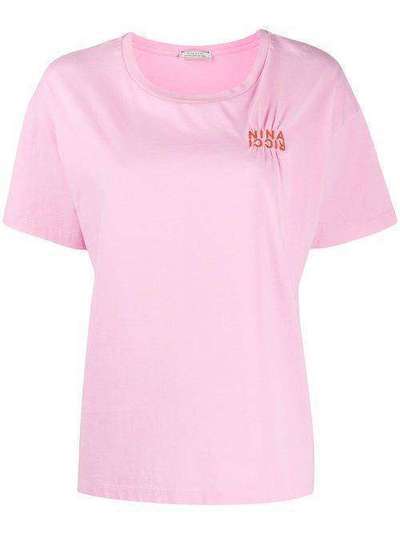 Nina Ricci футболка свободного кроя с вышитым логотипом 20EJTO056CO0952U2644