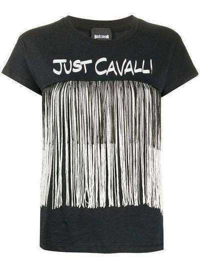 Just Cavalli футболка с логотипом и бахромой S04GC0370N21429
