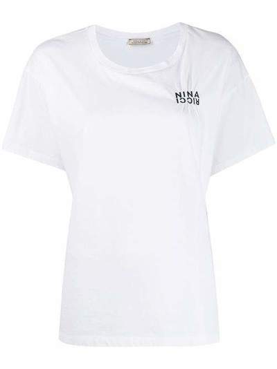 Nina Ricci футболка свободного кроя с вышитым логотипом 20EJTO056CO0952U1000