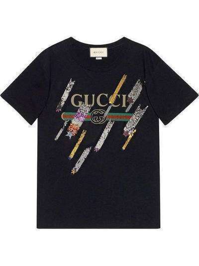 Gucci футболка с логотипом и принтом 492347X9Y30