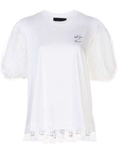Simone Rocha футболка с пышными рукавами и кружевом FTS27010B0553