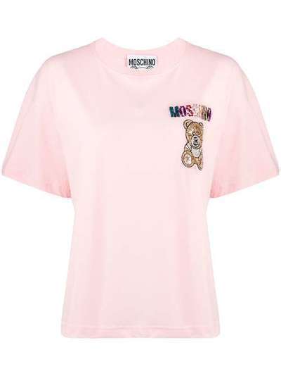 Moschino футболка прямого кроя со стразами A07100540