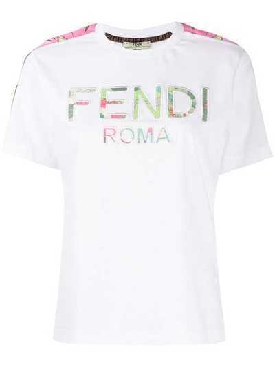 Fendi футболка с цветочным принтом и логотипом FS7285AC3C