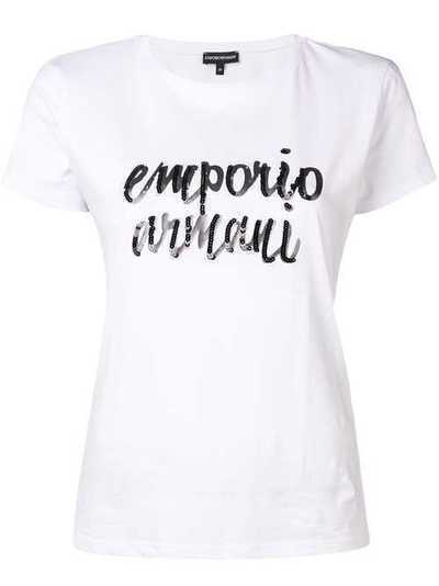 Emporio Armani футболка с логотипом с пайетками 6Z2T812JQAZ