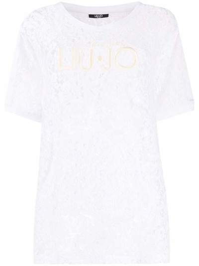 LIU JO кружевная футболка с карманом-муфтой TA0116J5928