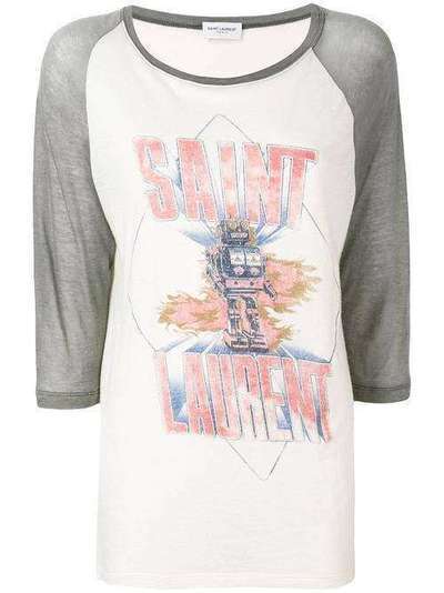 Saint Laurent бейсбольная футболка с принтом робота 553439YBCI2
