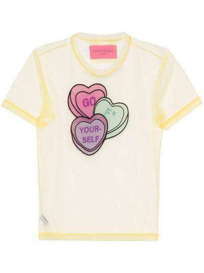 Viktor & Rolf футболка из тюля с вышивкой Lovehearts 1ALSOFTNYLONYELLOW