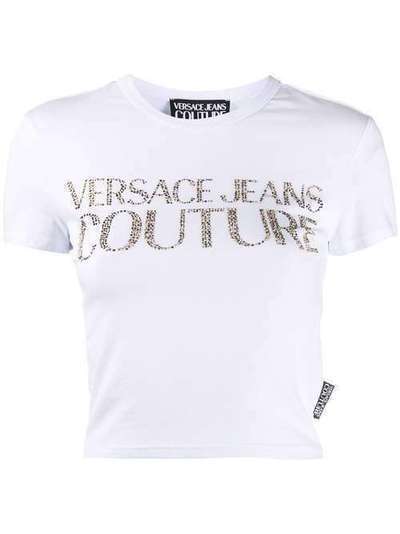 Versace Jeans Couture укороченная футболка с логотипом и заклепками B2HVA7T336620