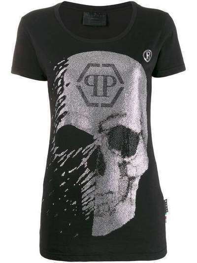 Philipp Plein футболка с декором Skull и стразами A19CWTK1838PTE003N