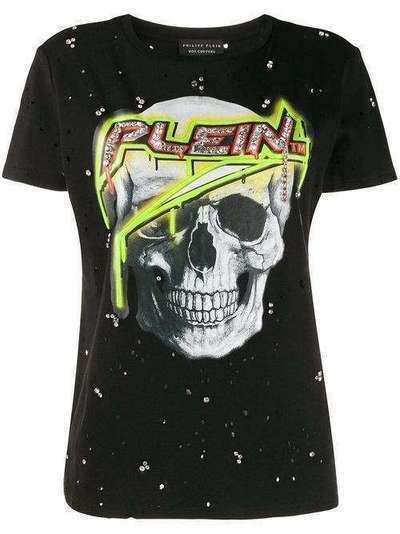 Philipp Plein футболка с декором Skull S20CWTK1892PTE003N