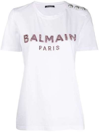 Balmain beaded logo T-shirt SF01171P027