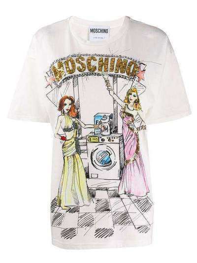 Moschino футболка с принтом и пайетками J07105440