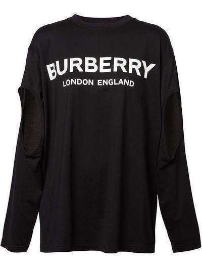 Burberry футболка оверсайз с длинными рукавами и логотипом 8025663
