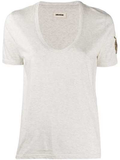Zadig&Voltaire scoop neck embroidered sleeve T-shirt SJTF1805F