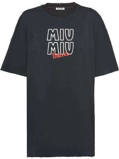 Miu Miu футболка Noir с принтом MJN1411UE7