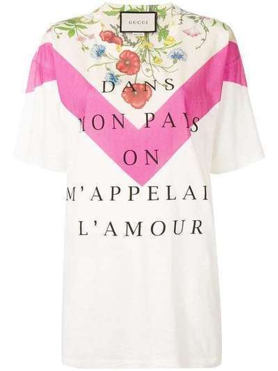 Gucci футболка Dans Mon Pays On M'Appelai L'Amour 539081XJARI