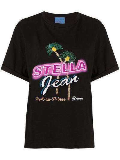 Stella Jean футболка с фактурным логотипом TE051255