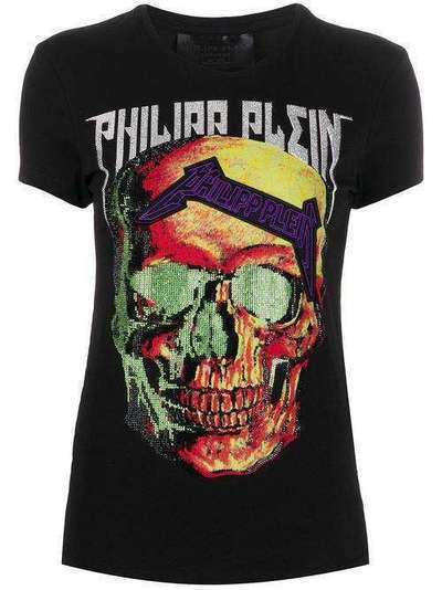 Philipp Plein футболка с декором Skull S20CWTK1931PTE003N