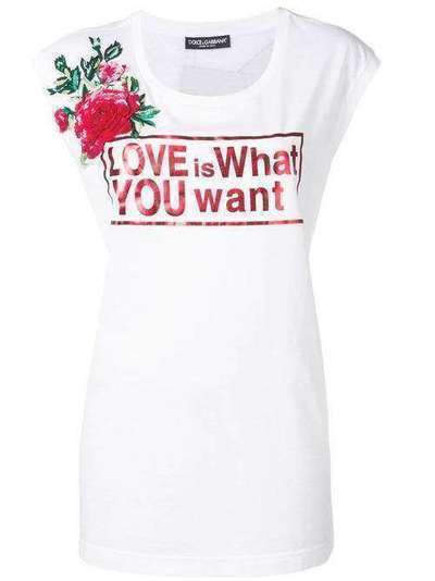 Dolce & Gabbana удлиненная футболка с принтом Love F8H67ZG7RDH