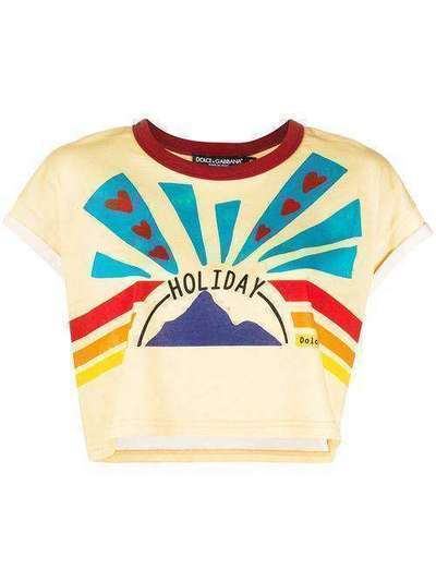 Dolce & Gabbana укороченная футболка с принтом Holiday F8M00TFI7SC