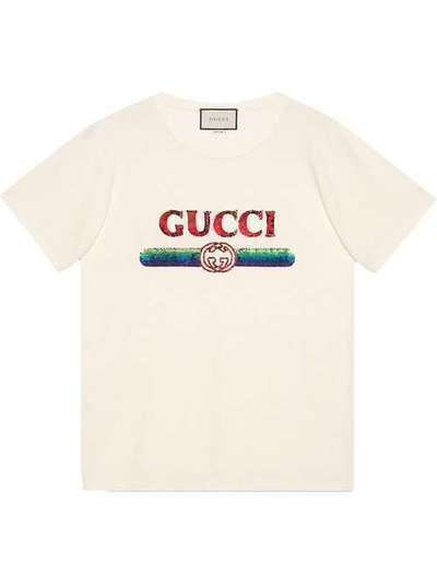 Gucci футболка оверсайз с логотипом 492347XJARM