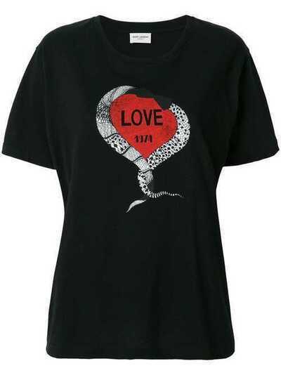 Saint Laurent футболка с принтом сердца и змей 497236YB2MQ