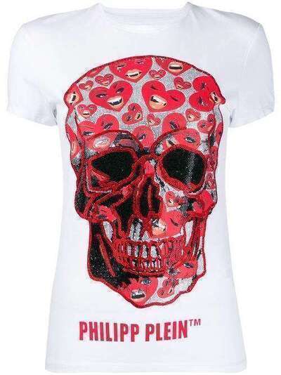 Philipp Plein футболка кроя слим с заклепками Skull S20CWTK1945PTE003N