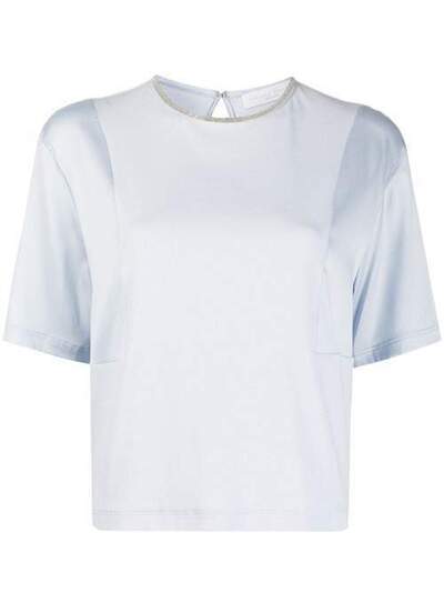 Fabiana Filippi футболка с вышивкой бисером на воротнике JED270W4710000A717