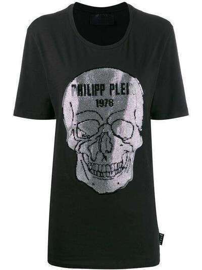 Philipp Plein футболка с принтом Skull и кристаллами A19CWTG0193PTE003N