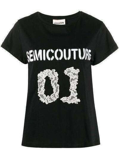 Semicouture футболка с логотипом и кружевом Y0SJ10