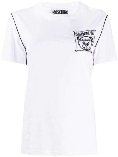Moschino футболка с вышивкой Teddy Bear V07020440