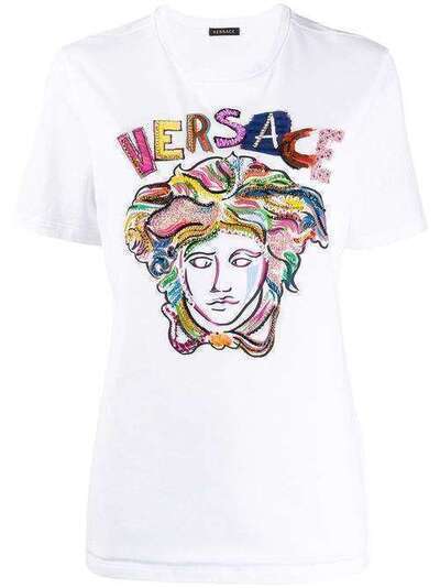 Versace футболка с декором Medusa A86125A228806