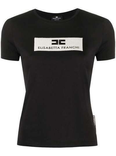 Elisabetta Franchi футболка с вышитой надписью MA18201E2