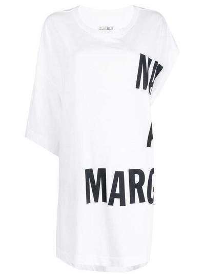 Mm6 Maison Margiela футболка оверсайз асимметричного кроя S62GD0050S23588