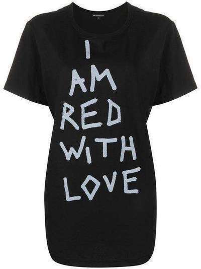 Ann Demeulemeester футболка Red With Love с асимметричным подолом 20013979240099