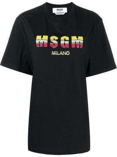 MSGM футболка с логотипом из пайеток 2841MDM218207298